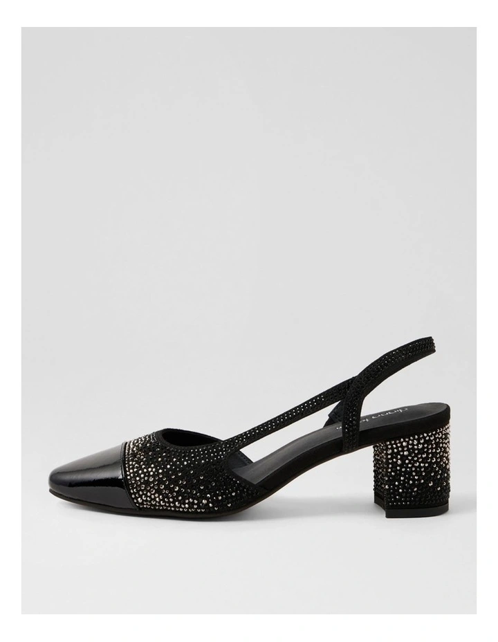 Luxury Black Silver Patent Jewels Heels image 1