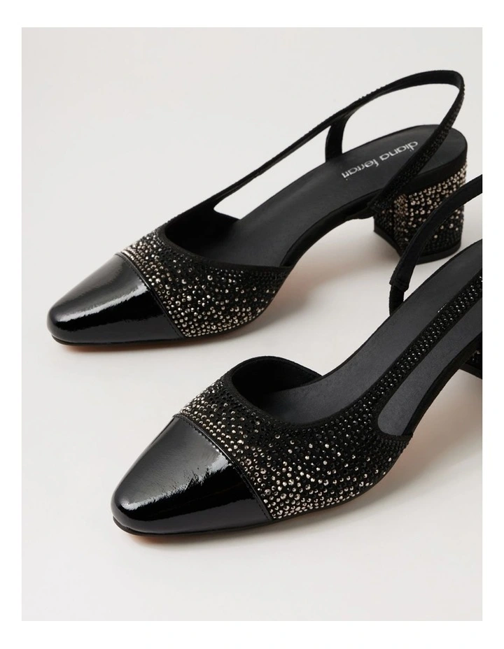 Luxury Black Silver Patent Jewels Heels image 5