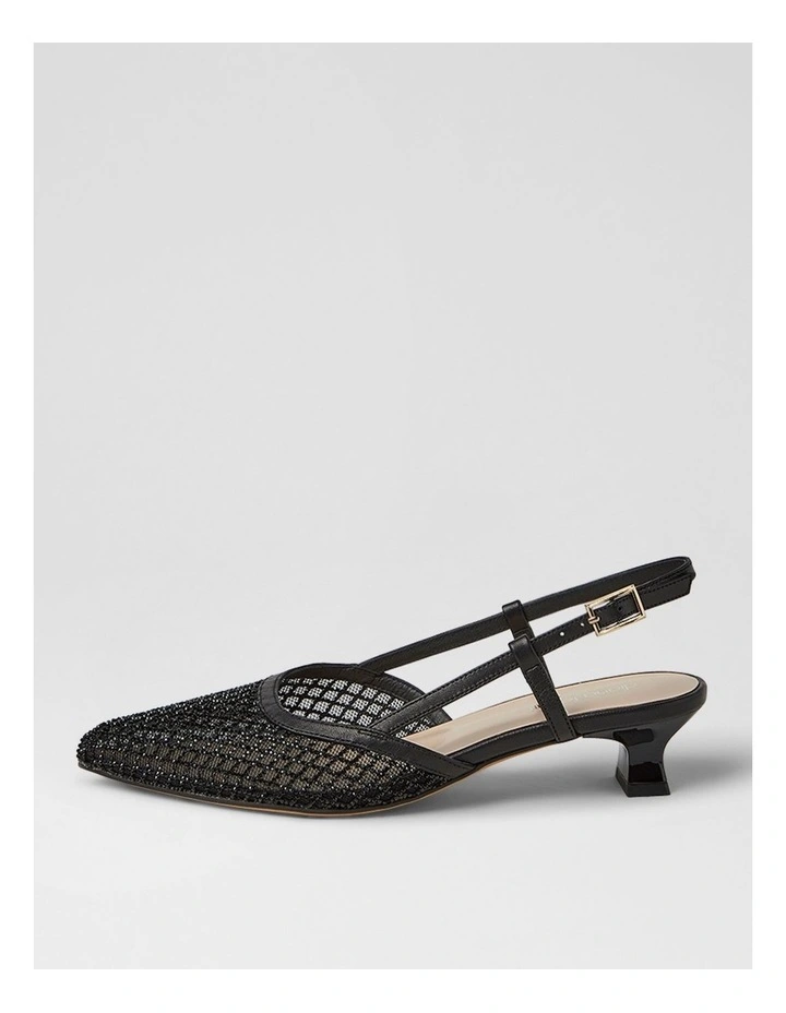 Jikkas Black Mesh Leather Heels image 1