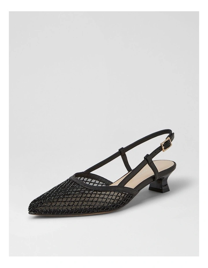 Jikkas Black Mesh Leather Heels image 2