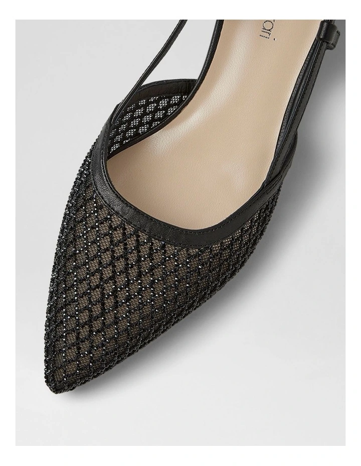 Jikkas Black Mesh Leather Heels image 4