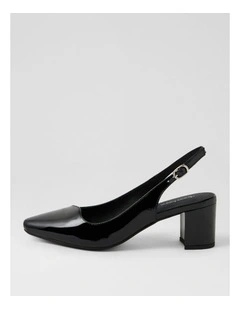 Larno Black Patent Leather Slingback Heels
