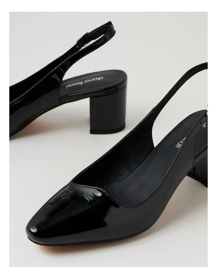 Larno Black Patent Leather Slingback Heels image 5