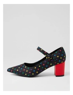 Tuchie Black Spot Fabric Heels