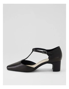 Kians Black Leather Covered Heels