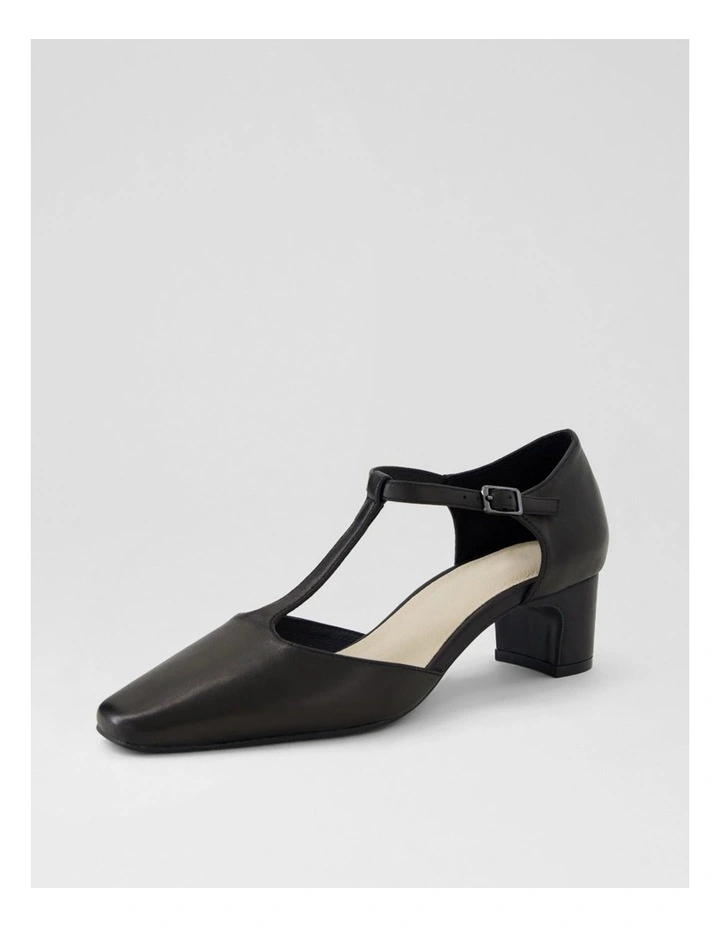 Kians Black Leather Covered Heels image 2