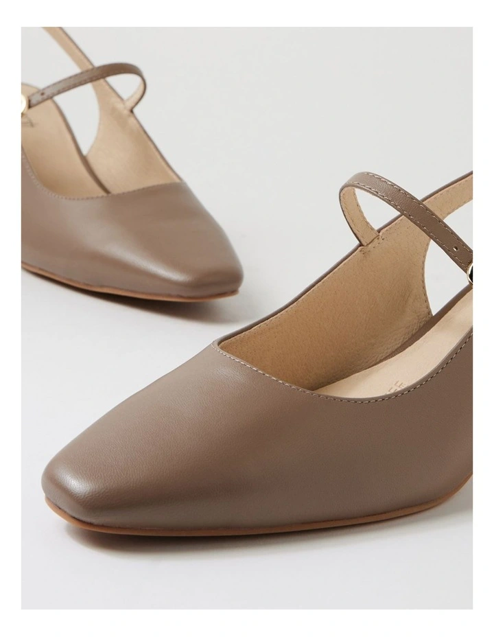 Matildas Dark Taupe Leather Heels image 5