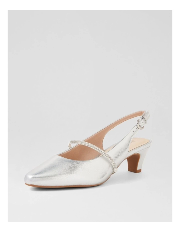 Lilium Silver Leather Jewels Heels image 2