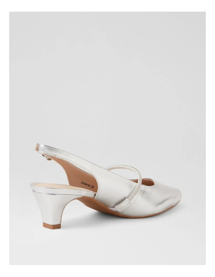 Lilium Silver Leather Jewels Heels image 3