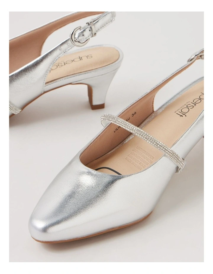 Lilium Silver Leather Jewels Heels image 5