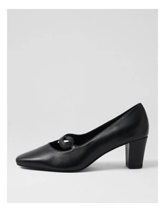 Mayian Black Leather Heels