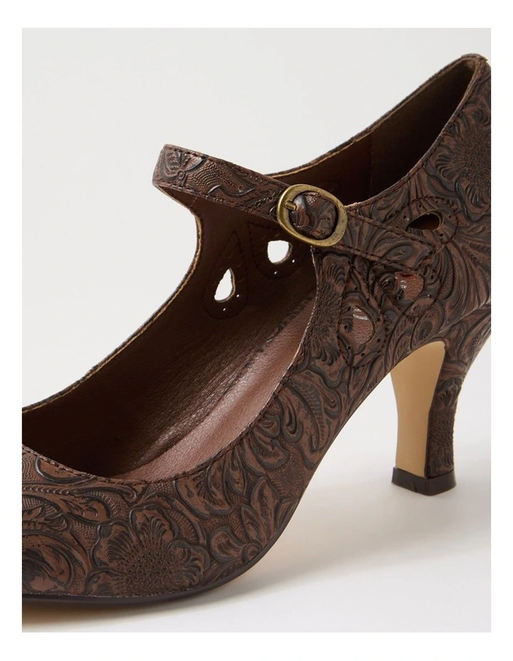 Mendy Mocha Baroque Mary Jane Heels image 5