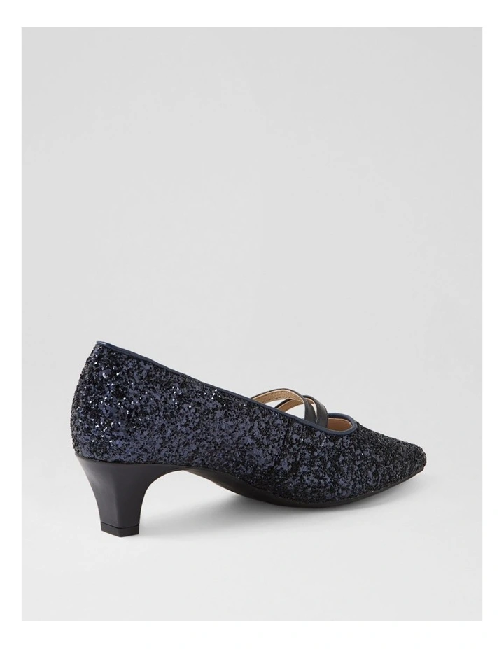 Lavis Navy Glitter Leather Heels image 3