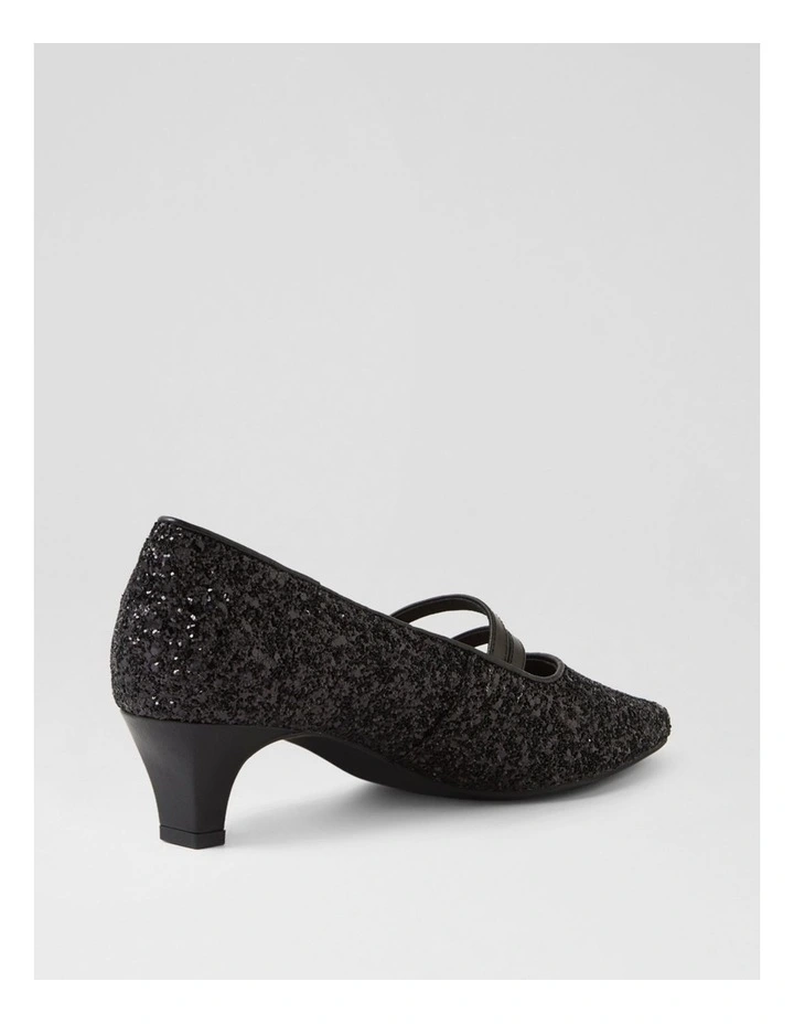 Lavis Black Glitter Leather Heels image 3