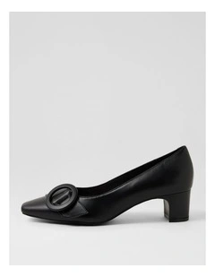 Kevie Black Leather Heels