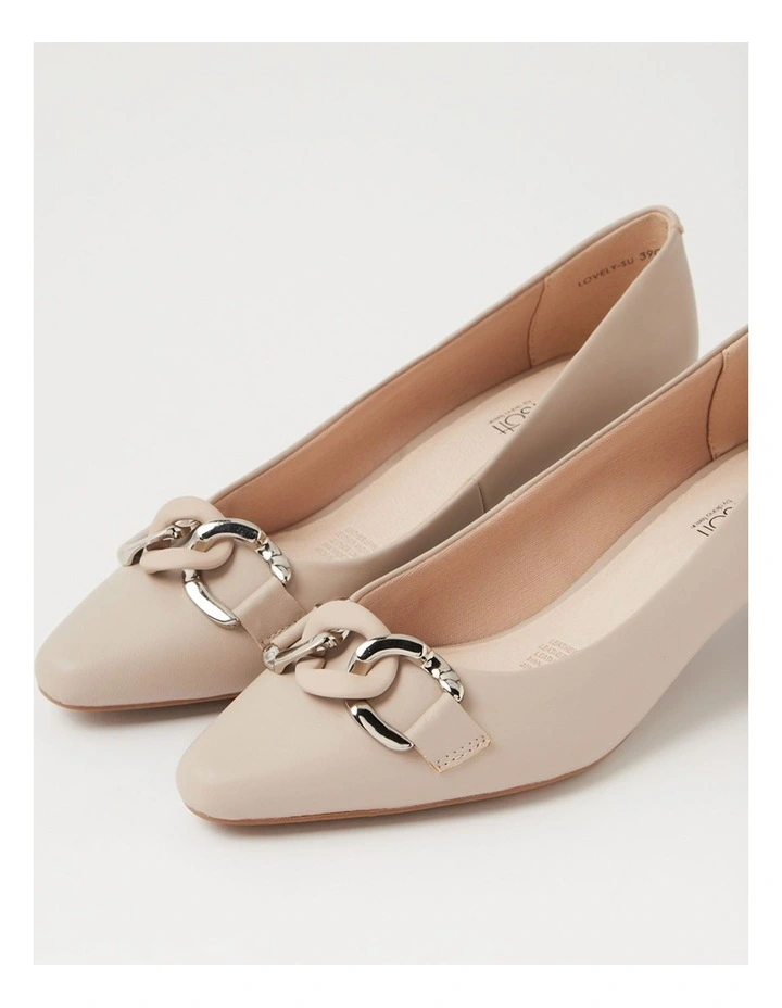 Lovely Oatmilk Leather Pump Heels image 5
