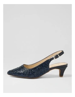 Looloo Navy Jewels Leather Heels