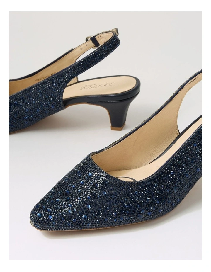 Looloo Navy Jewels Leather Heels image 5