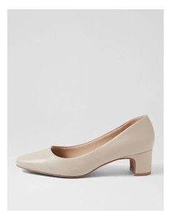 Khloes Oatmilk Leather Heels