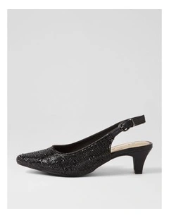 Looloo Black Jewels Leather Heels