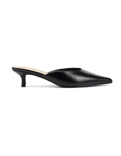 Florence Heeled Mules - Black Vintage Leather