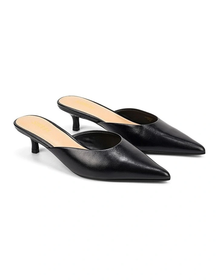 Florence Heeled Mules - Black Vintage Leather image 2