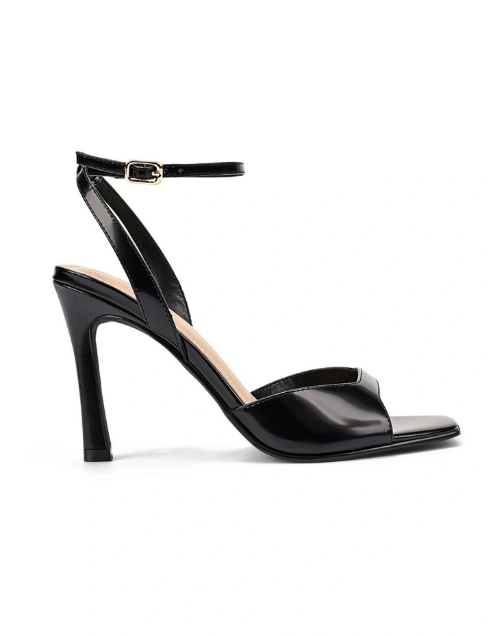 Ruth Heeled Sandals - Black Hi-Shine Leather image 1