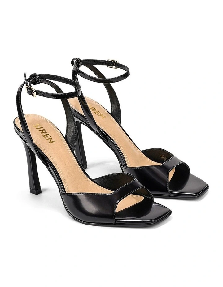Ruth Heeled Sandals - Black Hi-Shine Leather image 2