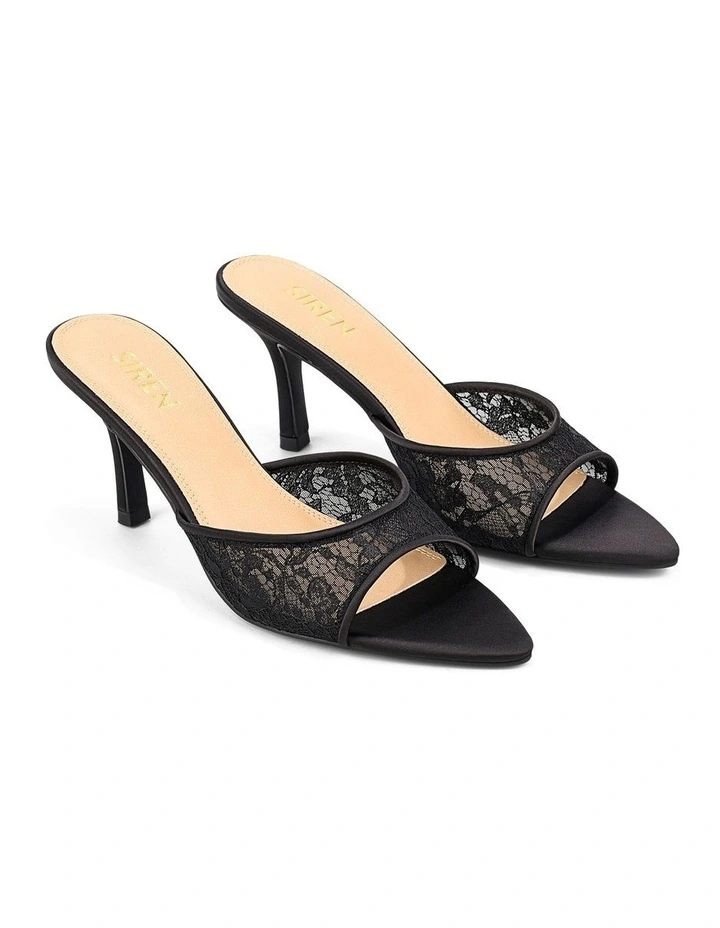 Margot Point Toe Mules- Black Lace image 2