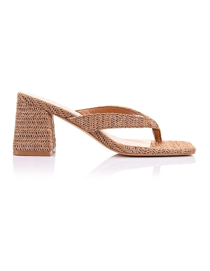 Stoked Block Heel Thongs- Tan Raffia image 1