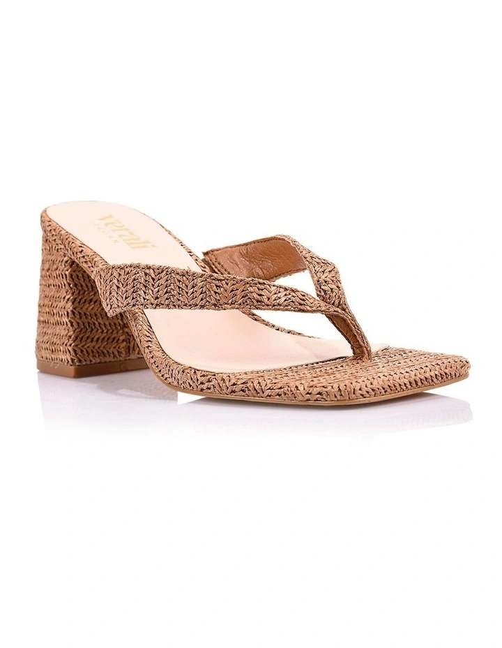 Stoked Block Heel Thongs- Tan Raffia image 2