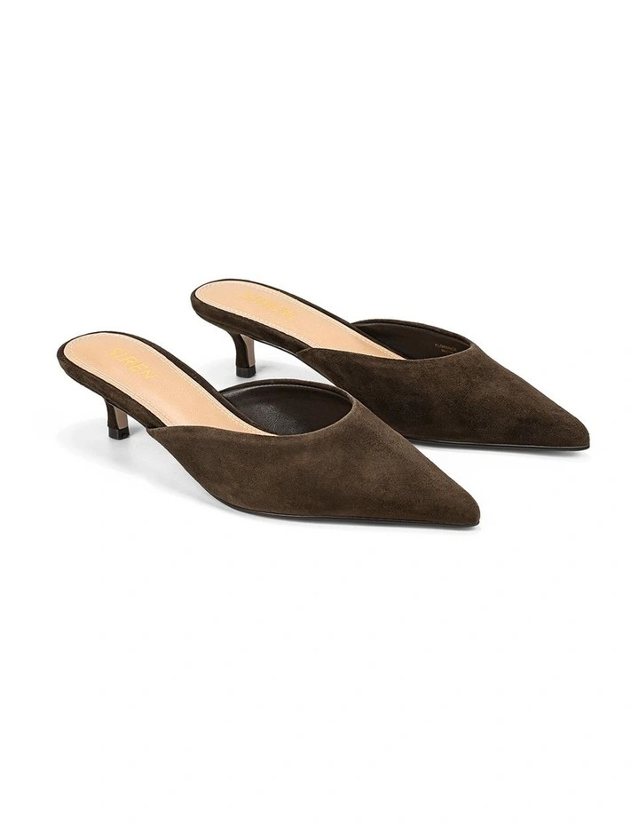 Florence Heeled Mules - Chocolate Brown Suede image 2