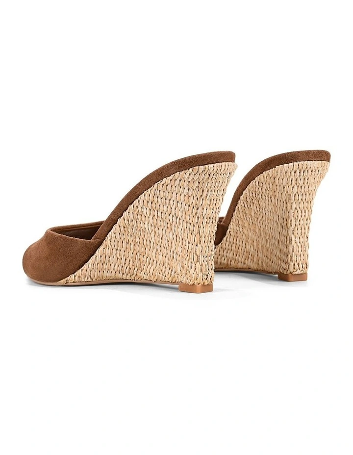 Maxwell Mule Wedge-Natural Raffia & Toffee Suede image 3