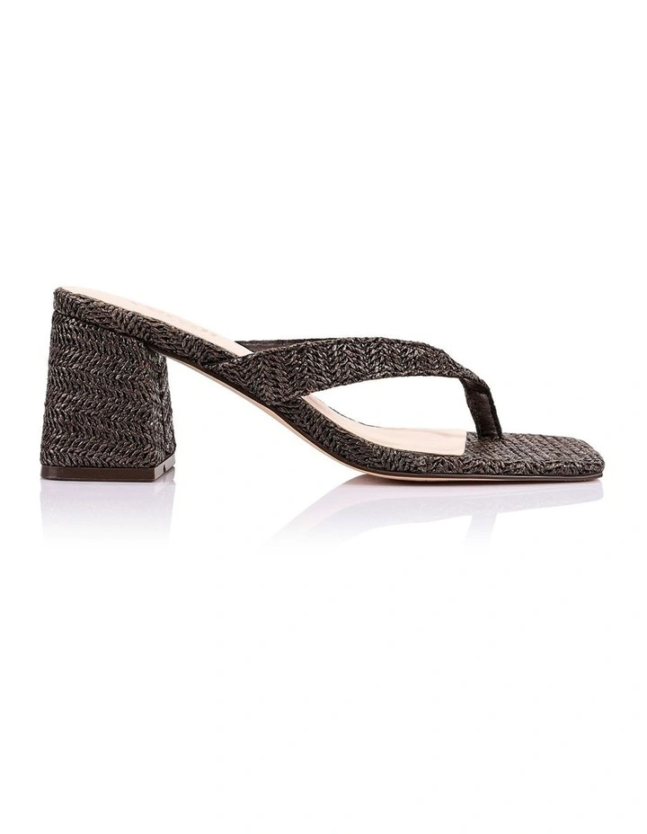 Stoked Block Heel Thongs- Chocolate Brown Raffia image 1