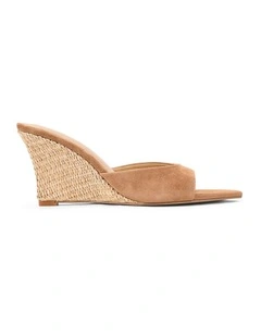 Maxwell Mule Wedges-Natural Raffia  & Camel Suede