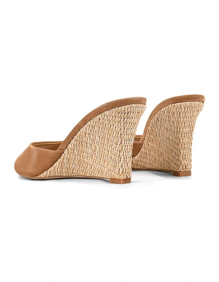 Maxwell Mule Wedges-Natural Raffia & Camel Suede image 3