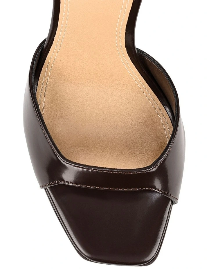 Ruth Heeled Sandals - Chocolate Brown Hi-Shine Leather image 4