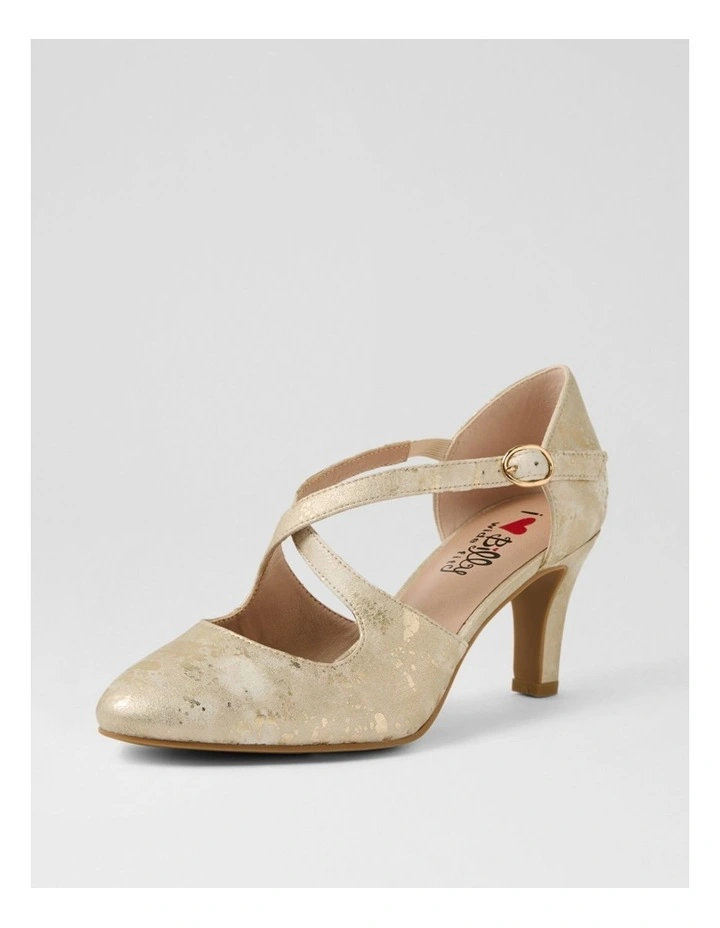 Irenna W Champagne Shimmer Fabric Heels image 2