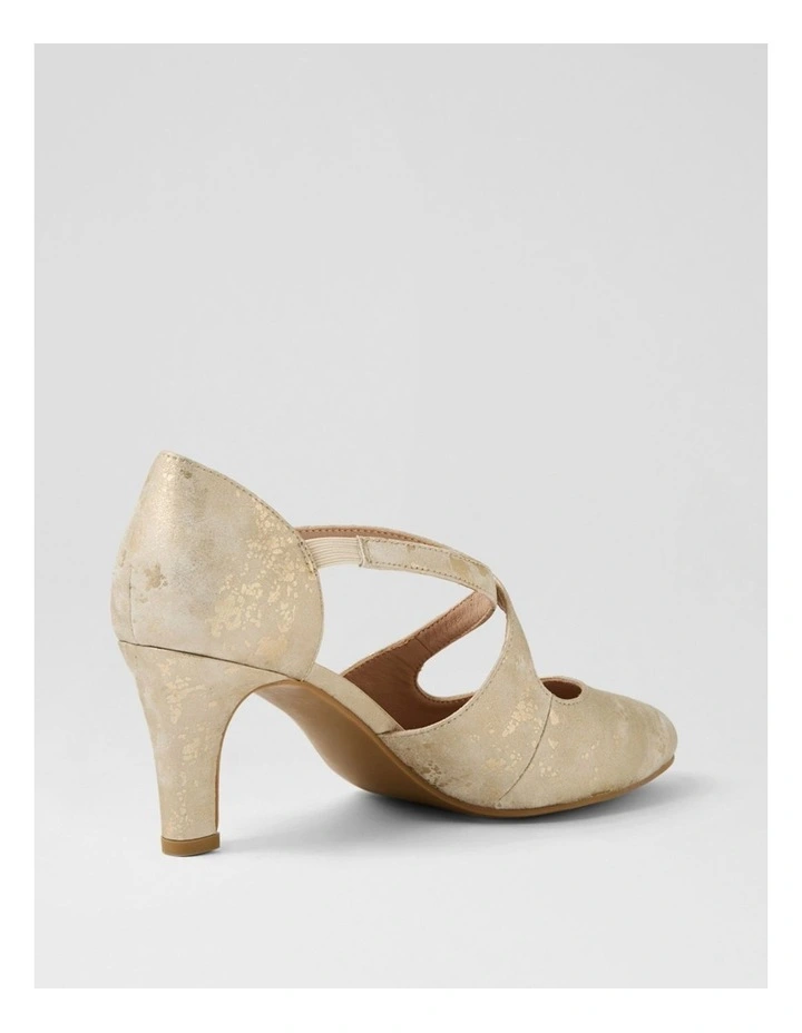 Irenna W Champagne Shimmer Fabric Heels image 3