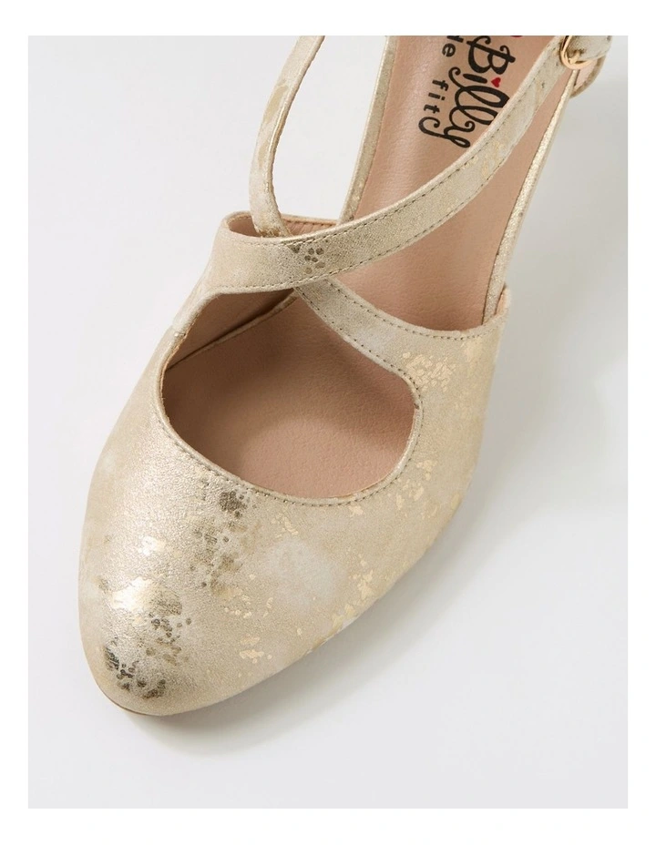 Irenna W Champagne Shimmer Fabric Heels image 4