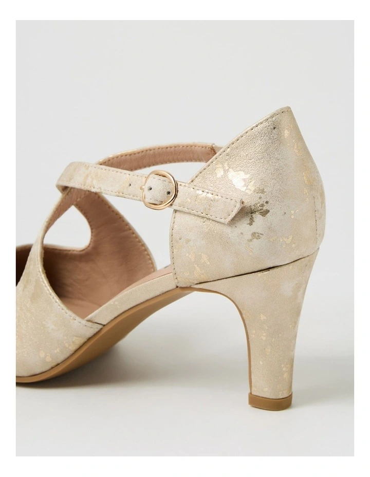 Irenna W Champagne Shimmer Fabric Heels image 5