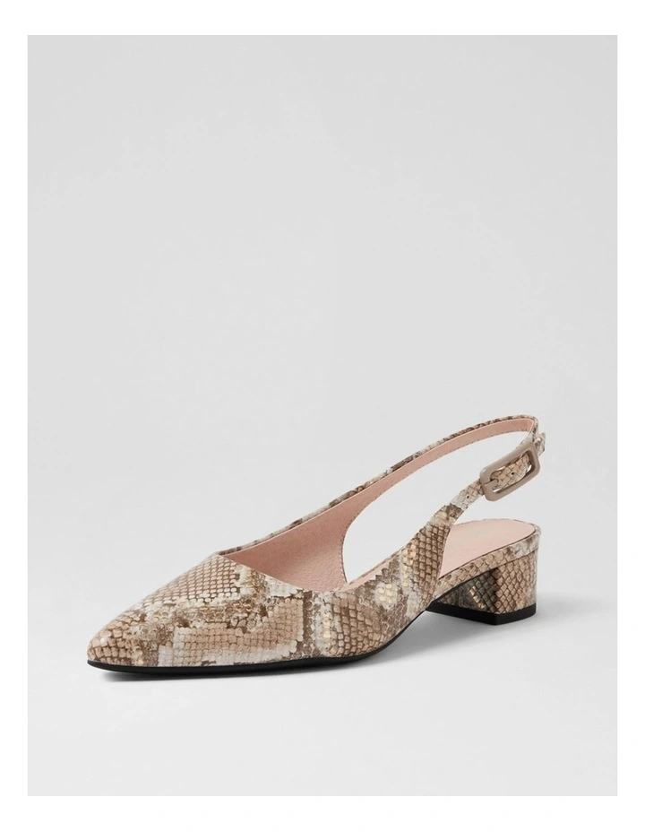 Claytin Neutral Metallic Snake Leather Heels image 2