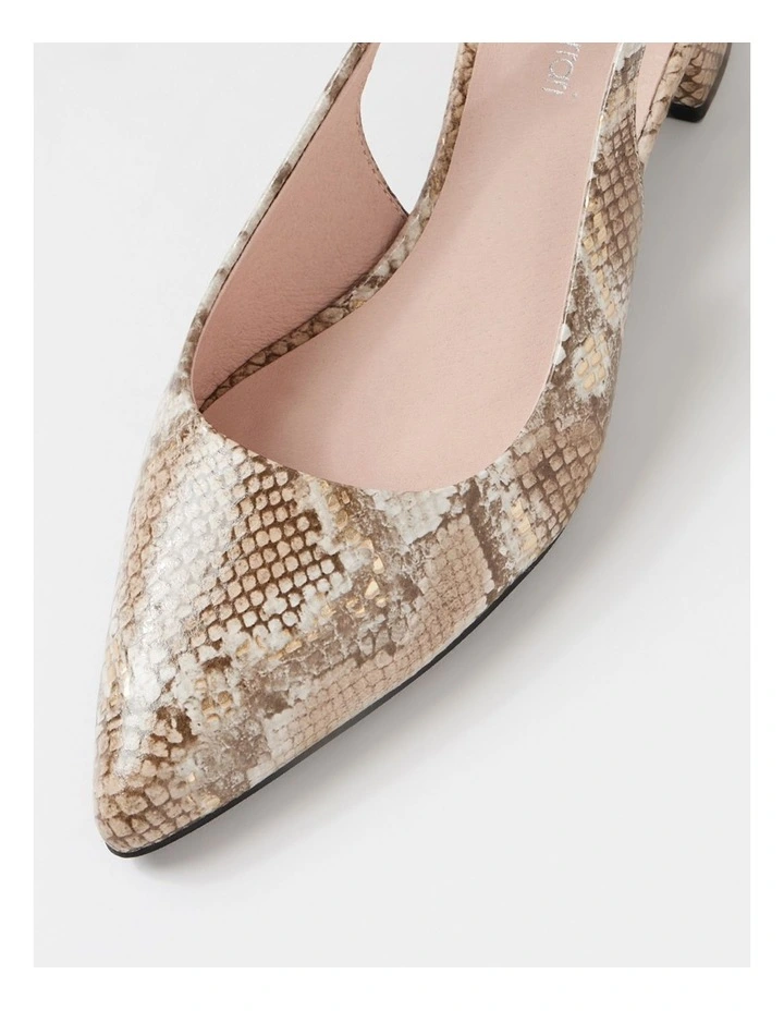 Claytin Neutral Metallic Snake Leather Heels image 4
