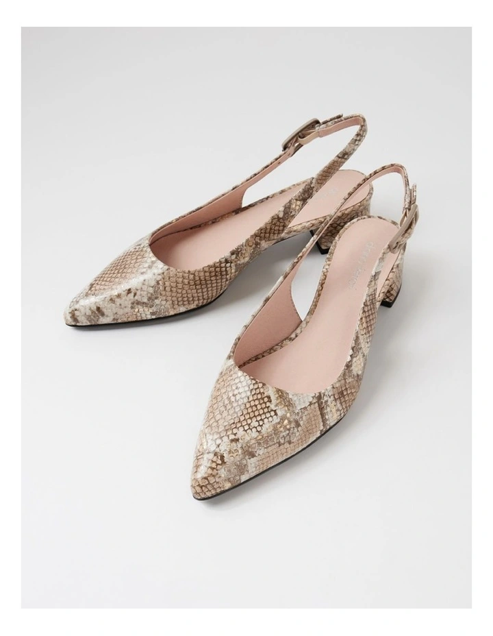 Claytin Neutral Metallic Snake Leather Heels image 5