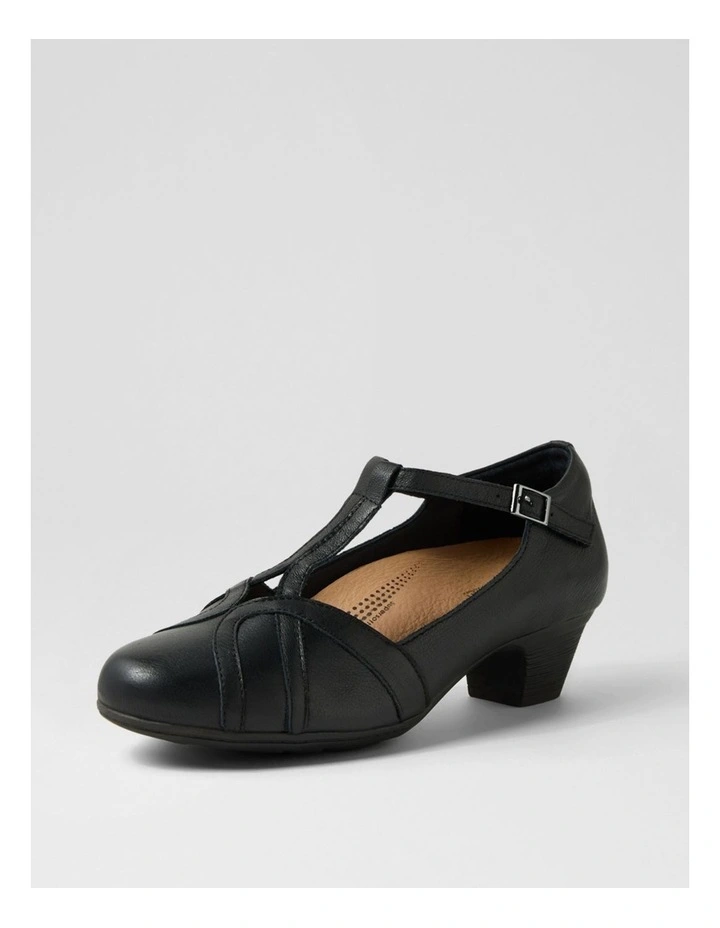 Latissh Black Leather Heels image 2