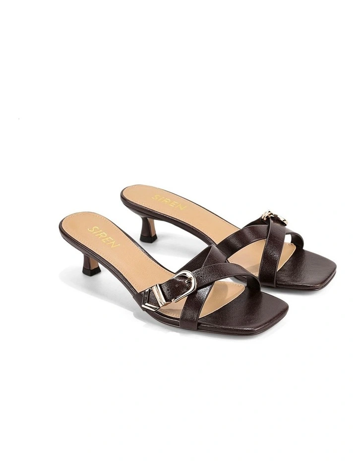 Solstice Heeled Mules- Chocolate Brown Vintage Leather image 2