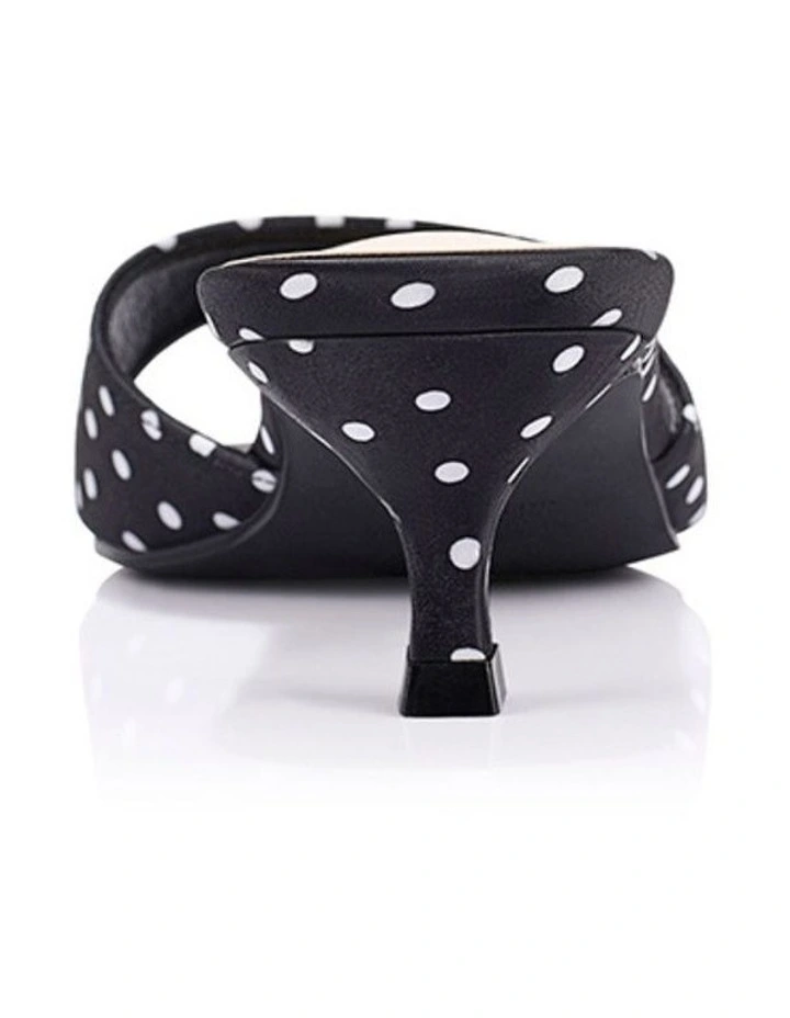 Alyssa Kitten Heel Mules - Black Polka Dot Satin image 3