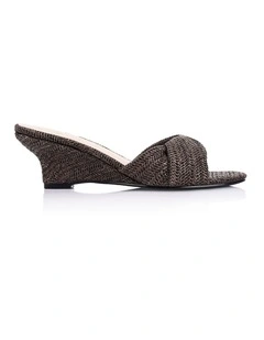 Gabriella Mule Wedges - Chocolate Brown Raffia
