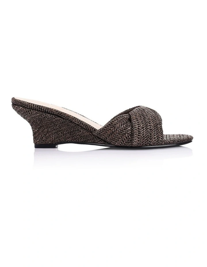 Gabriella Mule Wedges - Chocolate Brown Raffia image 1