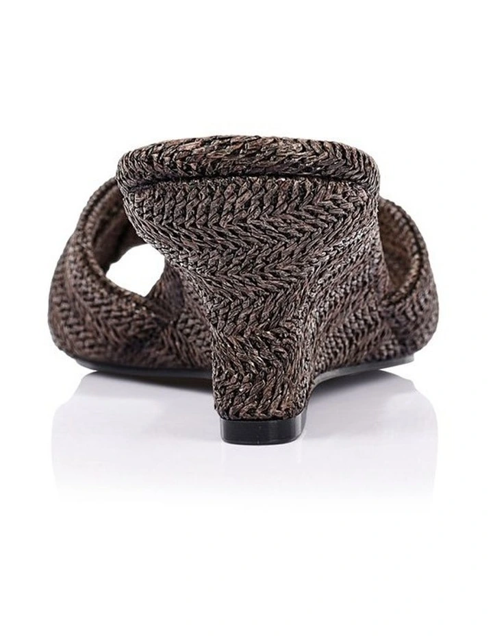 Gabriella Mule Wedges - Chocolate Brown Raffia image 3